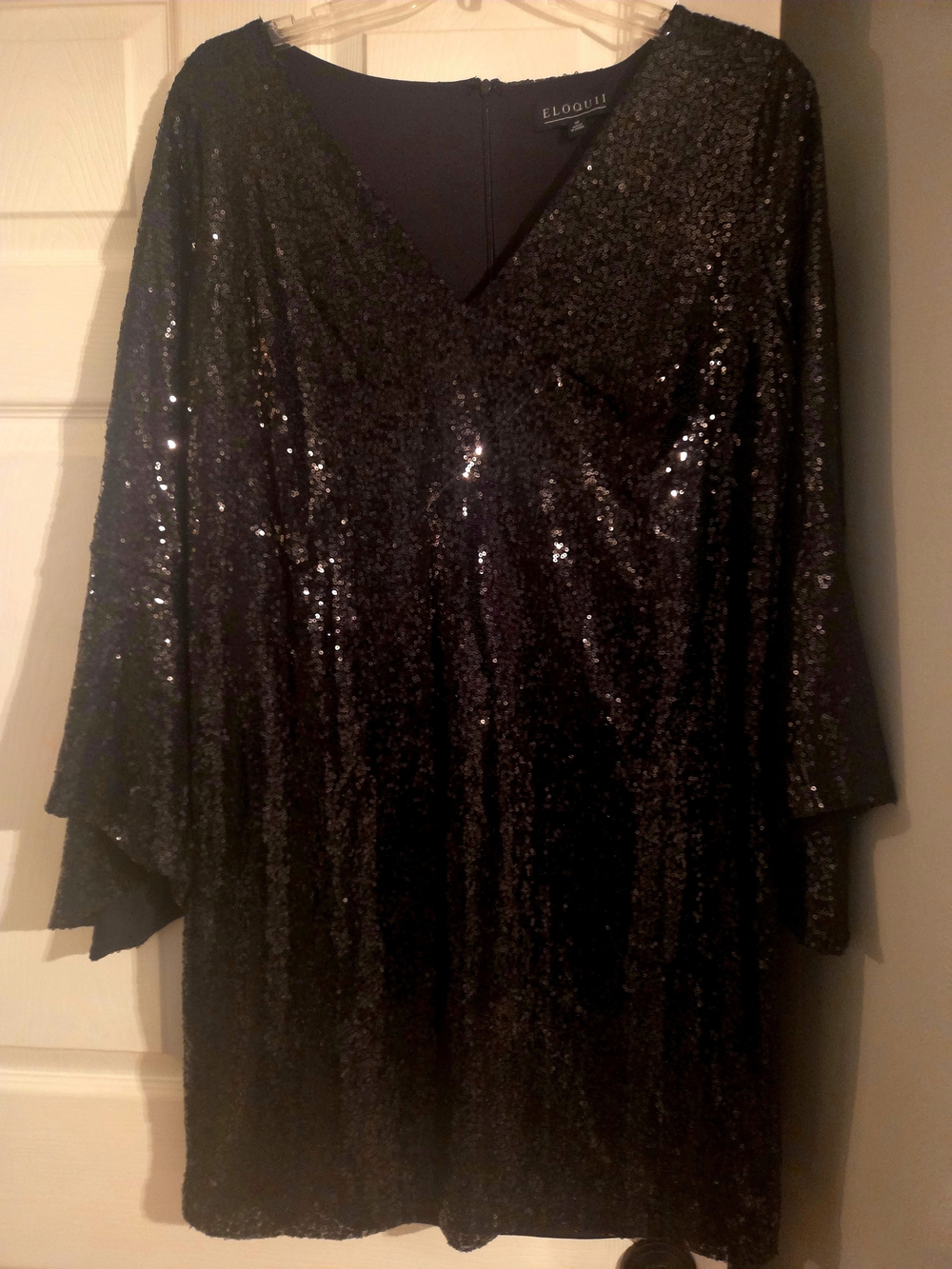 Eloquii Black Sequined V-Neck Party Dress